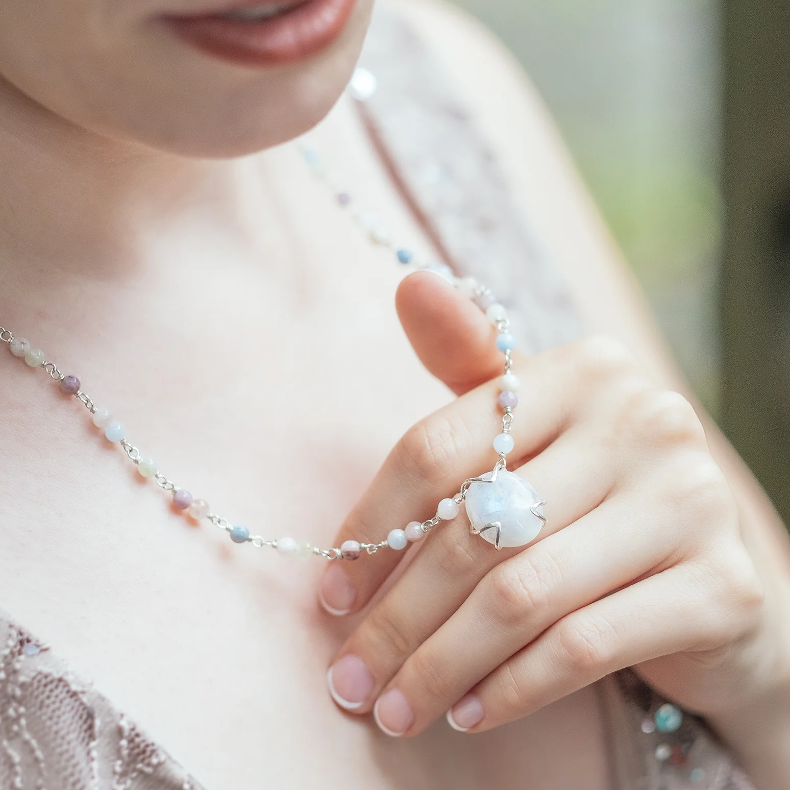 Moonstone and Sapphire Necklace — J 