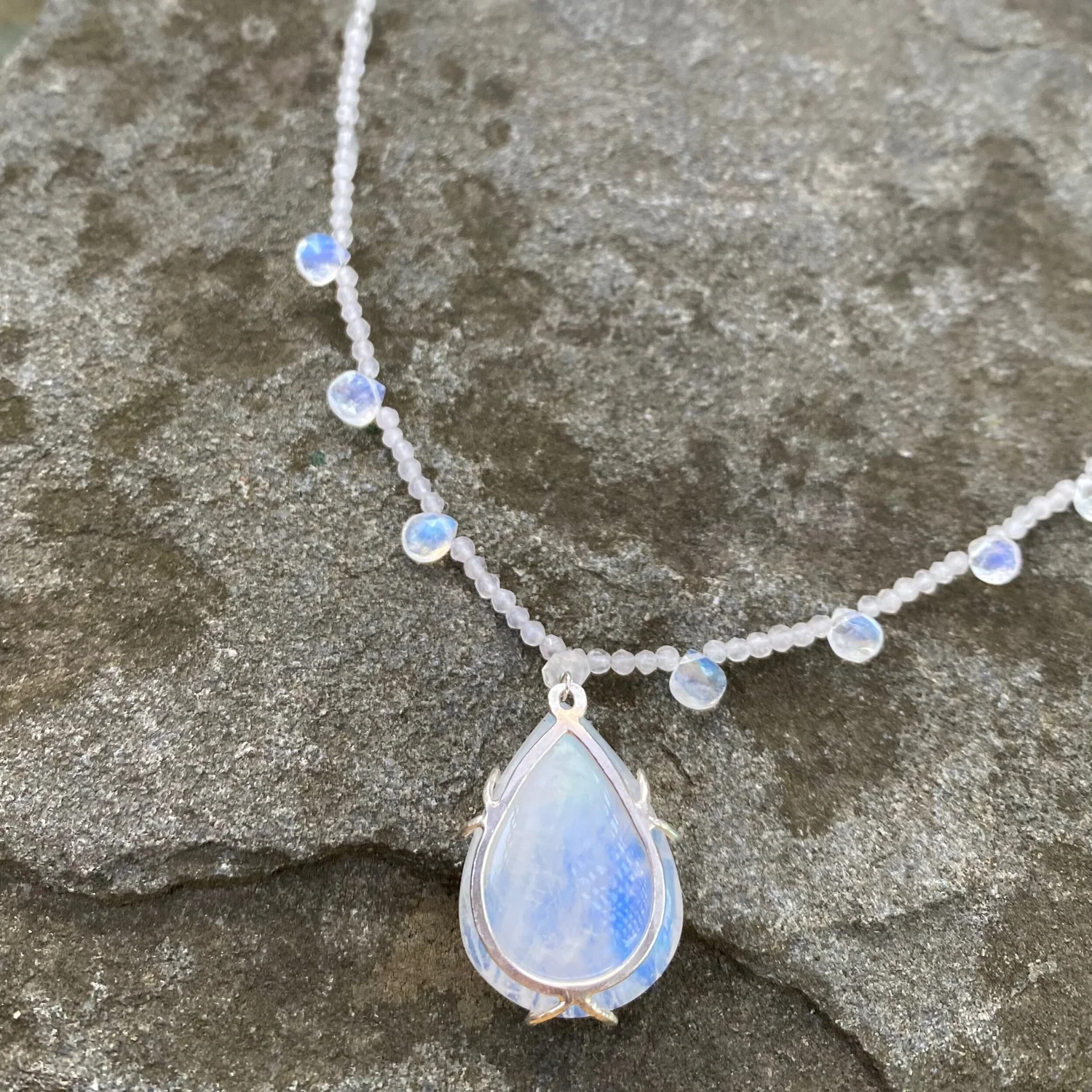 Moonstone Teardrop Embrace Necklace — J Bliss Studios