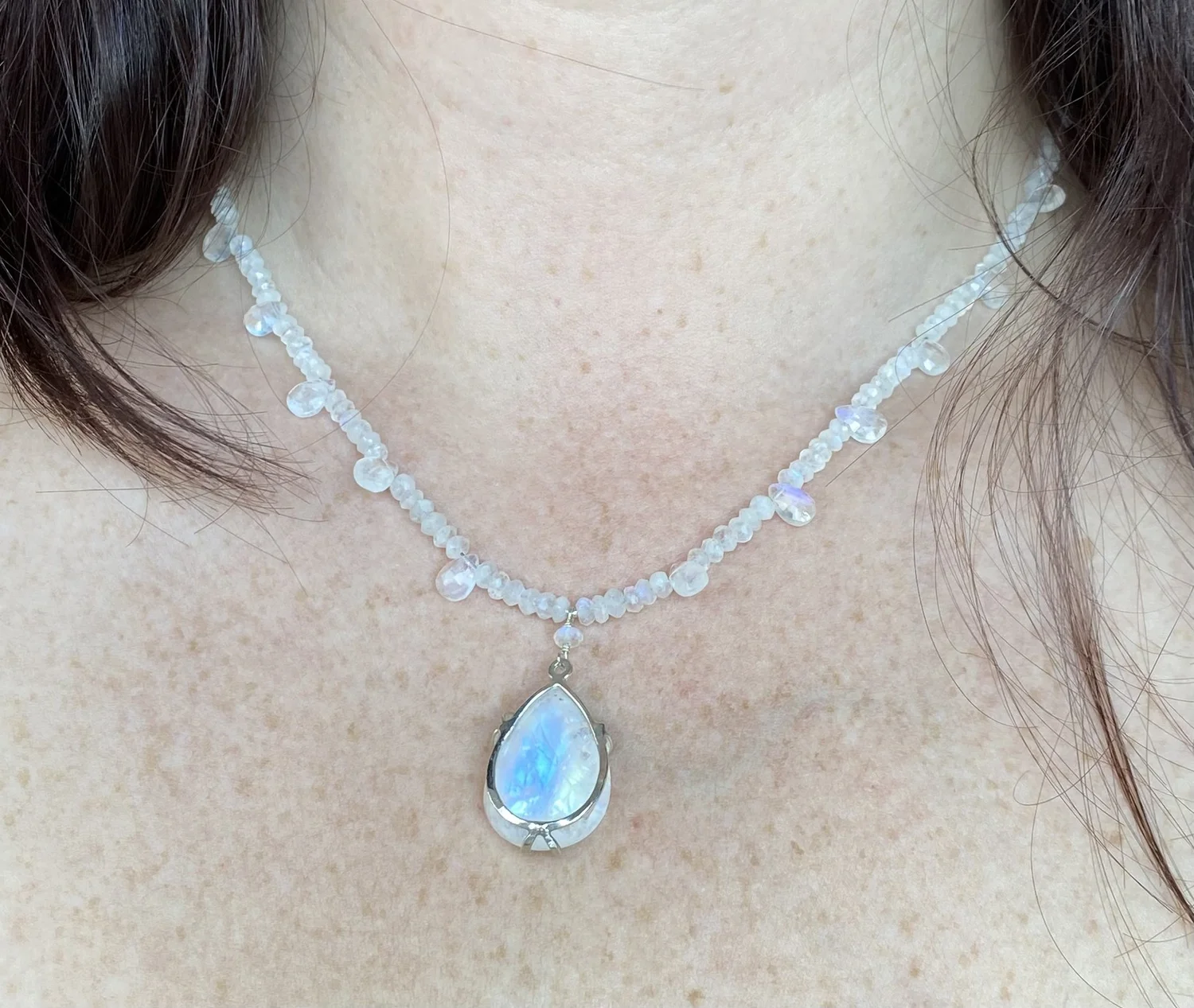 Moonstone Teardrop Embrace Necklace — J Bliss Studios