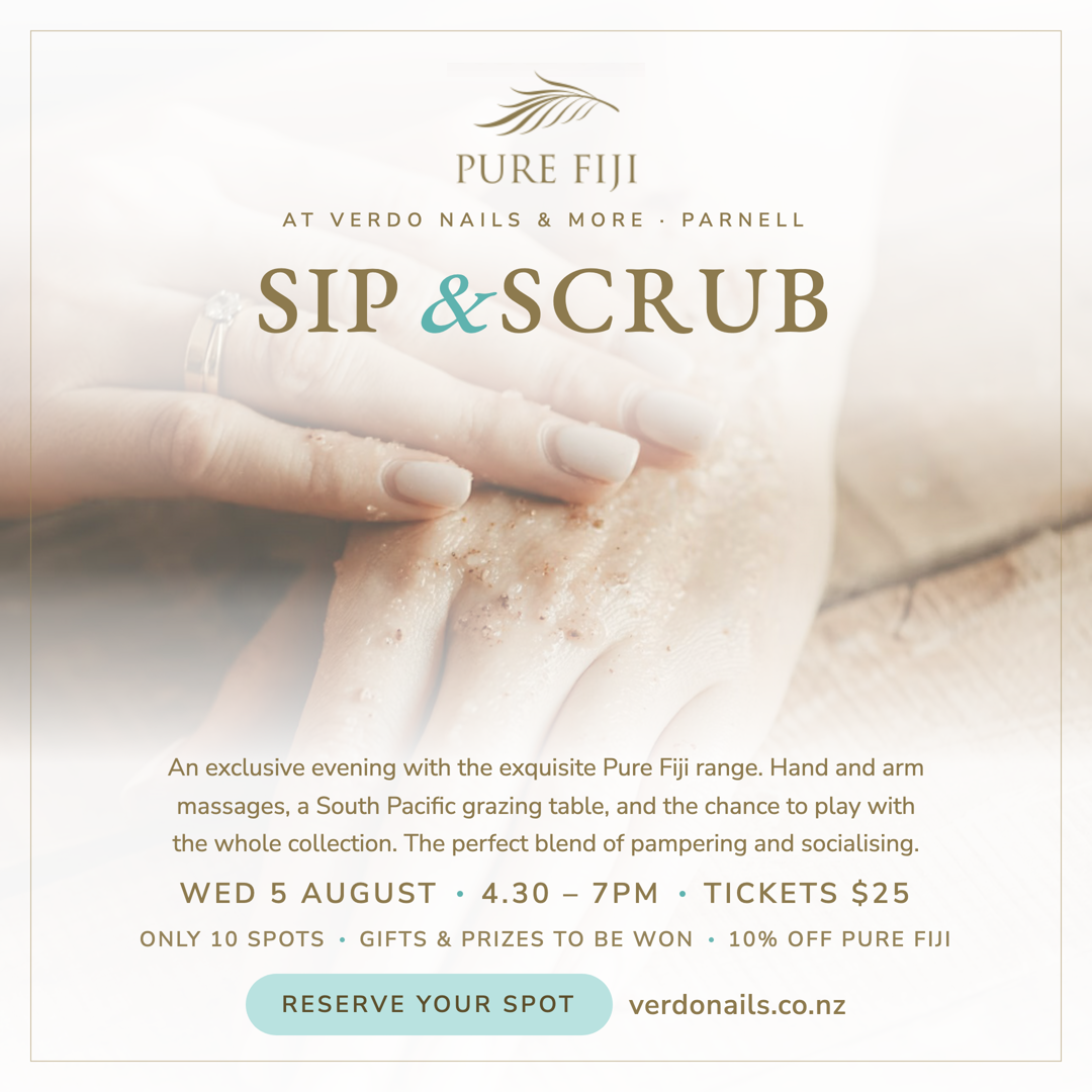 Sip & Scrub · An Evening with Pure Fiji