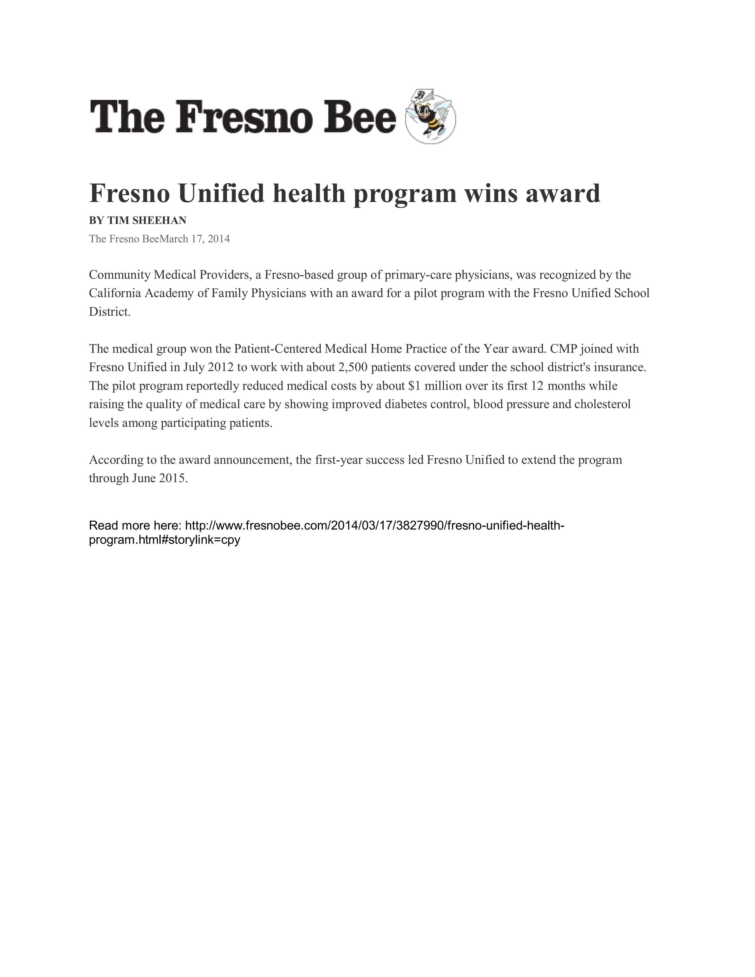 Fresno Bee - PCMH May 29, 2012_001.jpg