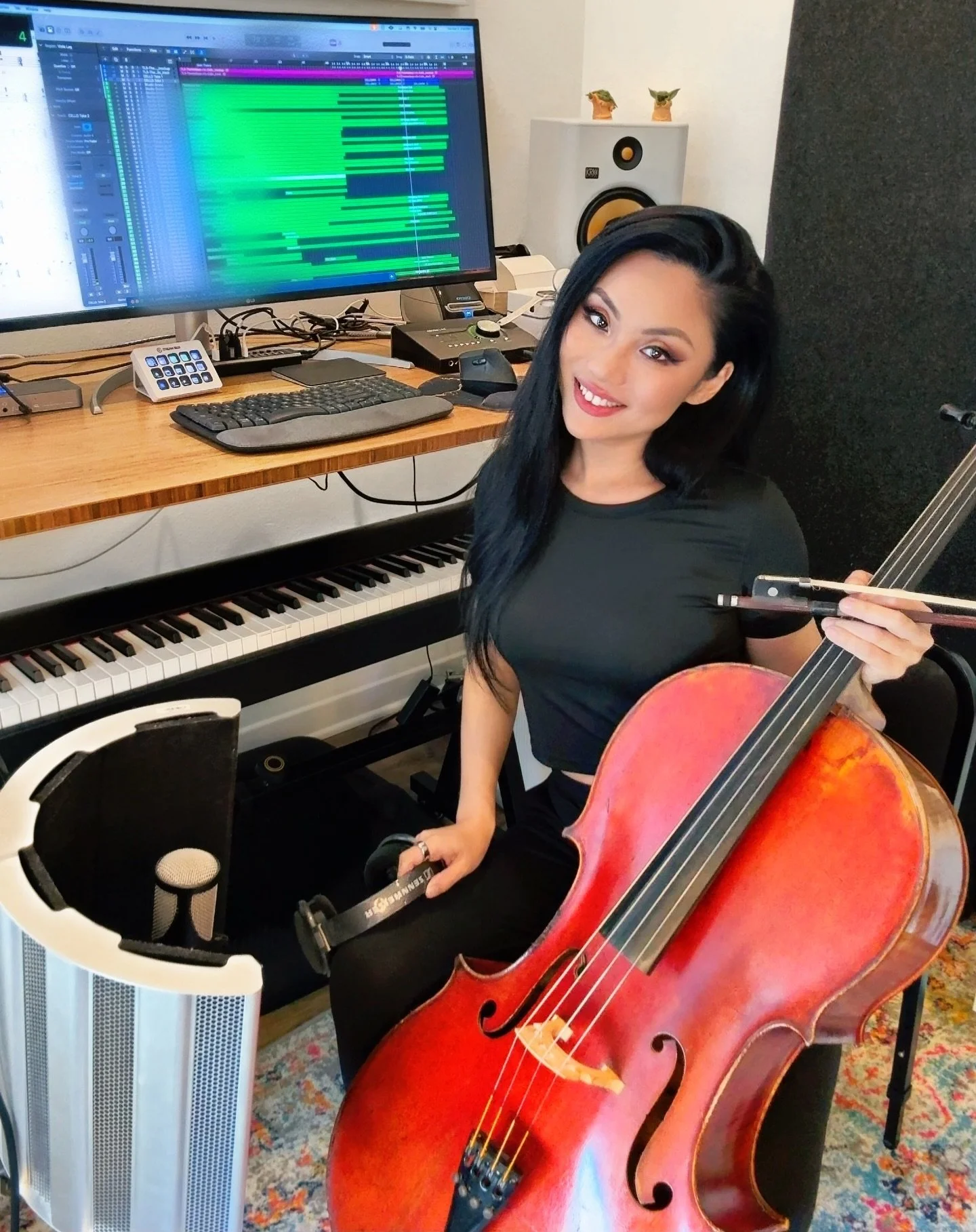 Remote Recording today for a secret project w/ my dear friend @a.wintory 🎶💚 This is my final session for 2025 and other than bookings already scheduled, I won&rsquo;t be taking on any new session work until March 2026 to focus on writing new music 