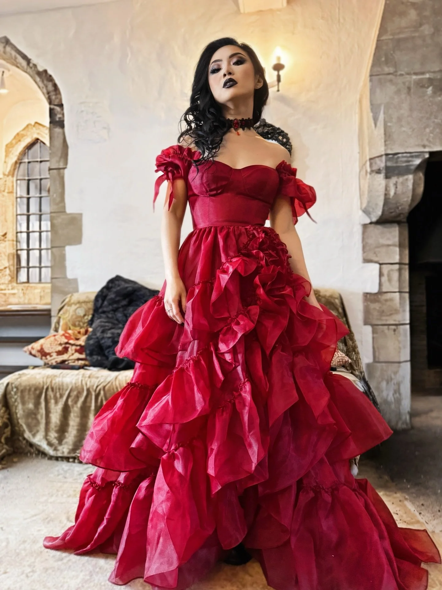 At Allington Castle 🏰 today for something special with the @therockorchestra coming Spring 2026 🖤

Makeup @annalingis 
Hair @stormemakeupartist 
📷 @evilfredos