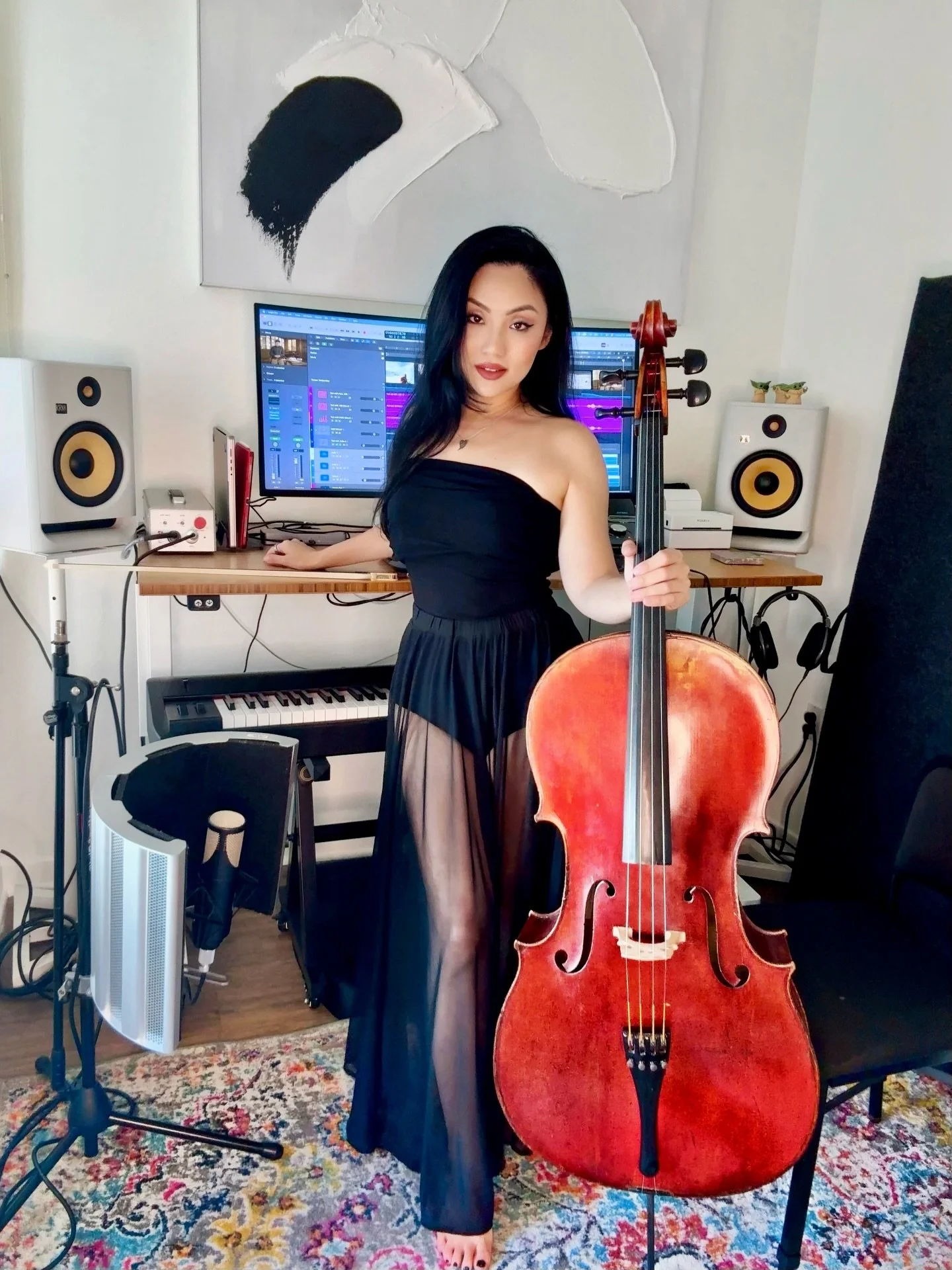 Recording for a new Documentary scored by my friend @chknight from the home studio🎙️while wearing pieces from my upcoming @marcellanyc Capsule Collection 😱 &hellip; more info on both coming soon! 🖤 

🎥 directed by @griffpost &bull; @tetongravity