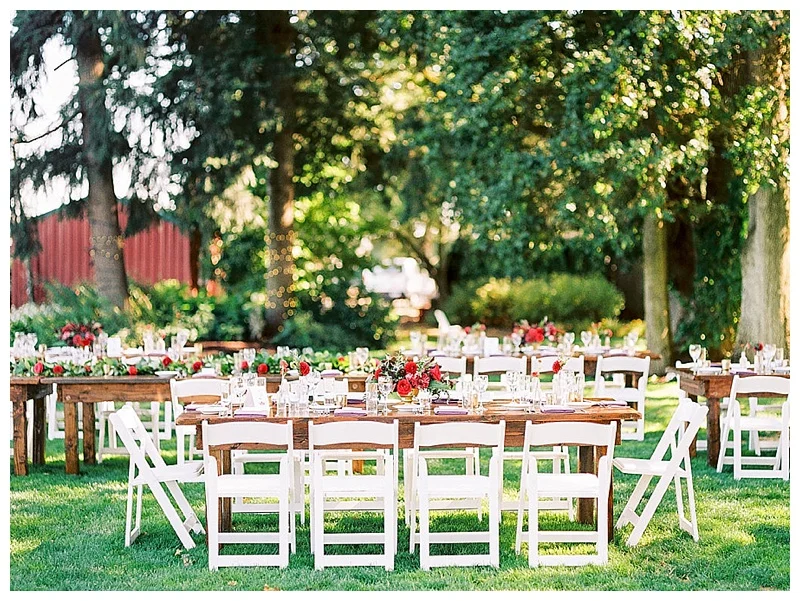 Oregon Wedding Florist Wilmes Farm Reception Tables