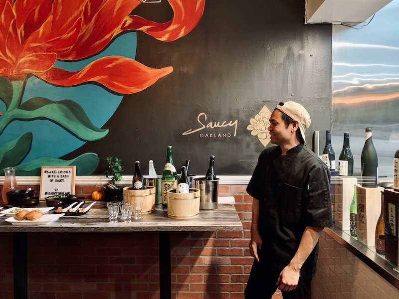 Chef Tony in his element with premium sake