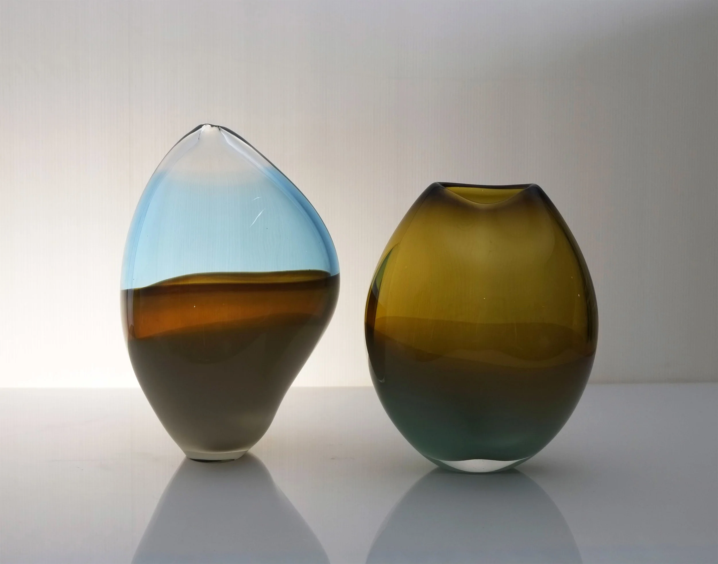 Blue Azure Olive Abstract & Celadon Bronze Conker