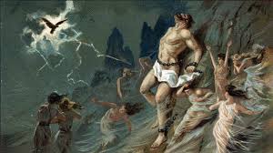 The agony of Prometheus. Punished by the Gods for giving the gift of fire (intellect, technology) to man, he was chained to a rock where a carrion bird would eat his liver every day, only to have that organ grow back every night. In Deus ex Machina , Dr. Waldstein suffers a similar agony, perhaps punished by the Gods for meddling in their turf: Immortality, and exploring the cosmos.