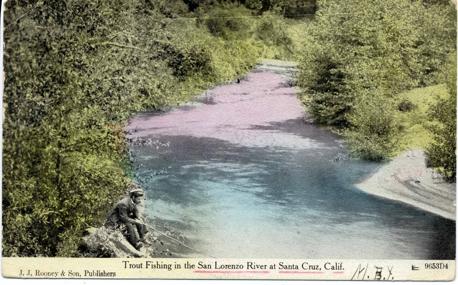 A citizen escapes the pressures of 1915 Santa Cruz with some quiet time on the San Lorenzo River. Photo courtesy The Santa Cruz Museum of Art and History. Thanks to Marla Novo.