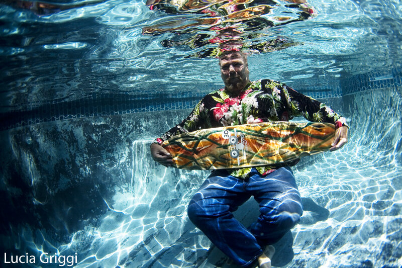 "I'M MELTING!!!!!" Skip Engblom in his pool in Altadena