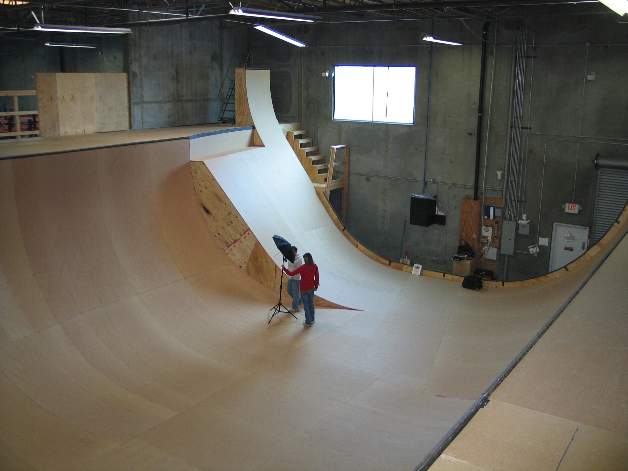 Lucia setting up something on the almost-pristine, brand new DC ramp.