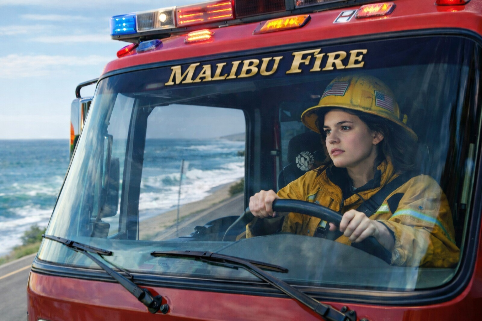 Malibu Fire - Munoz - At the wheels with ocean behind Malibu fire on windshield - 1-7-2025.png