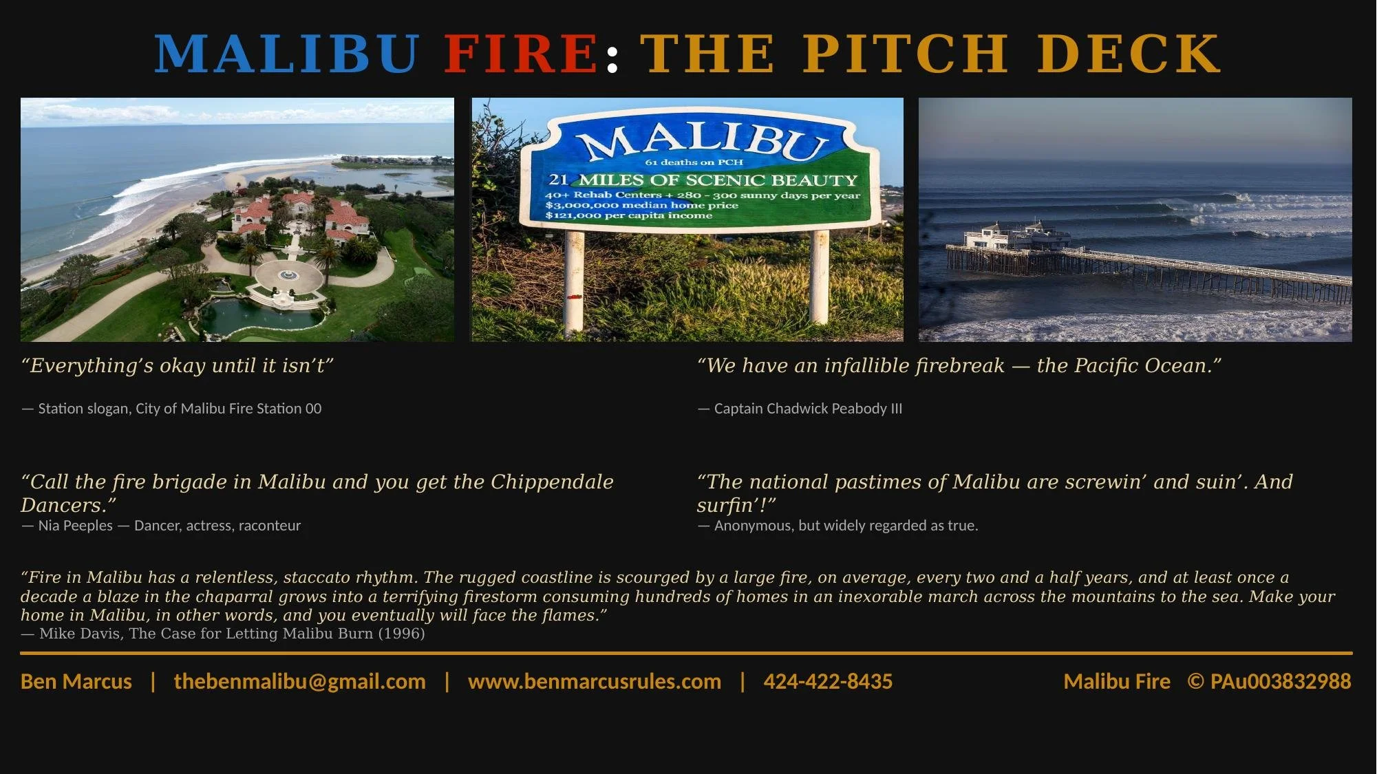 Malibu Fire - Claude Deck - Title page with email and three photos quotes - 4-7-2026.jpg
