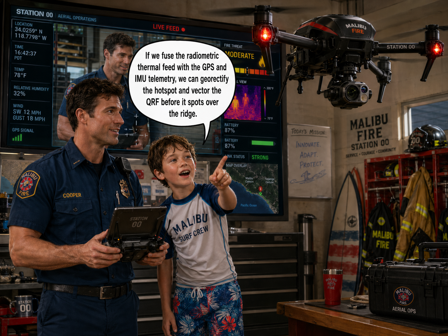 Malibu Fire - Claude Deck 0 Ex machina - Cooper and tom with drone - 4-27-2026.png