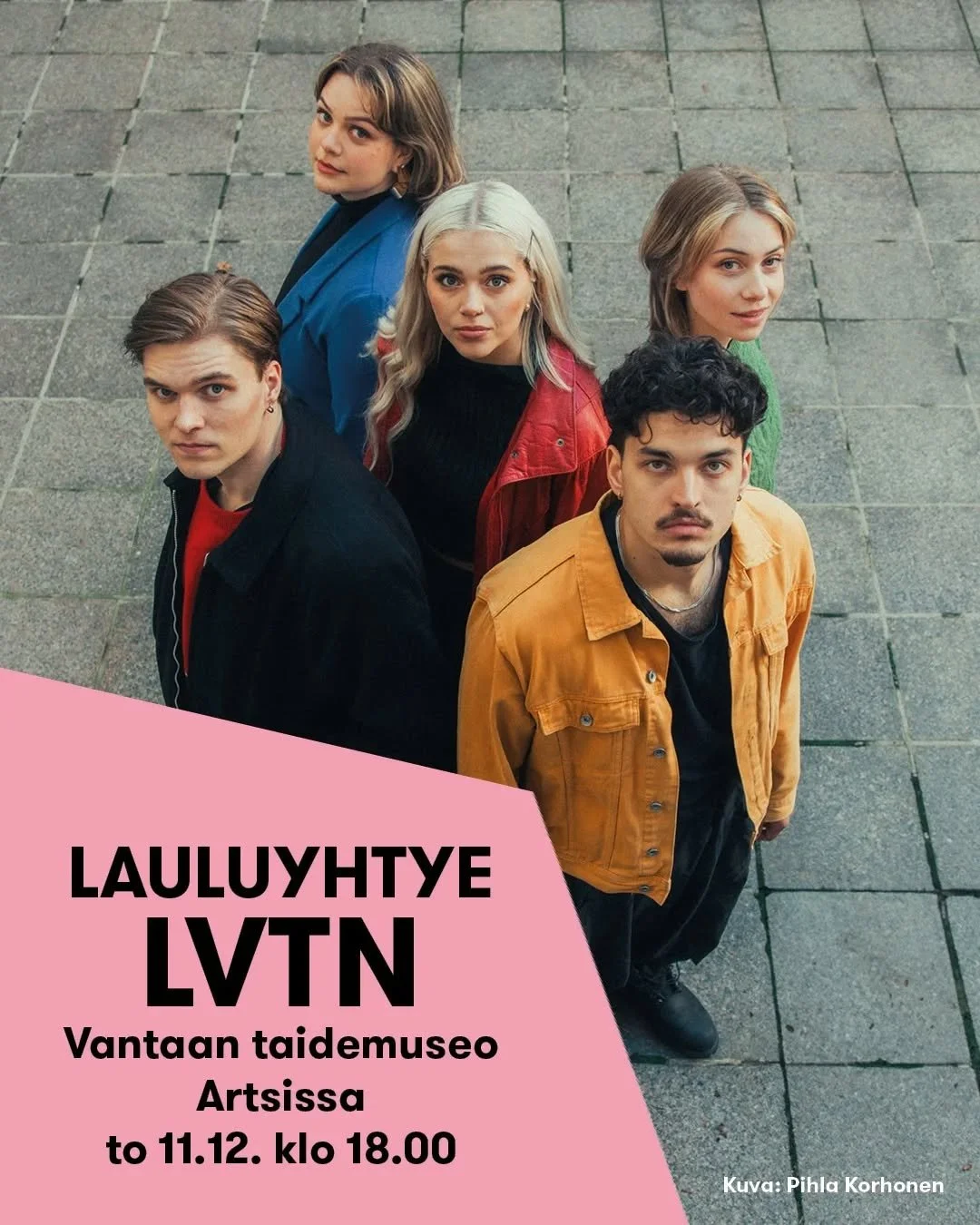 Torstaina 11.12. Artsissa vietet&auml;&auml;n senioriaamup&auml;iv&auml;&auml; ja nautitaan iltap&auml;iv&auml;n yleis&ouml;opastuksen j&auml;lkeen acapella-musiikista, kun lauluyhtyen LVTN konsertoi n&auml;yttelyss&auml;. Tervetuloa, maksuton sis&au