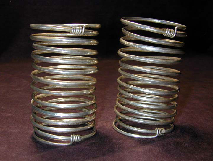 Pair of Akha, Lahu, Lisu or Wa/Lawa silver bracelets, Burma or Siam, turn-of-the-century.
