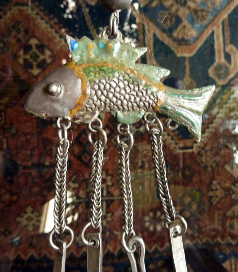 Enameled silver fish pendant, Yao or Hmong, South China or northern Siam, 19th century.