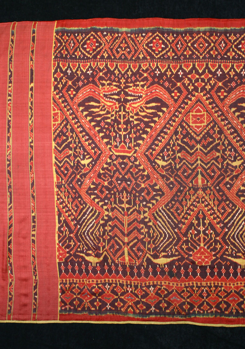 Silk ikat ship cloth, Cambodia, 19th century, detail.