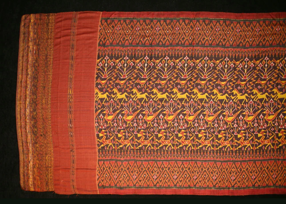 Silk ikat pidan, altar hanging, Cambodia, 19th century.