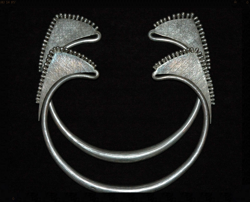 Pair of Yao or Hmong silver neck torques, Laos, 19th century.