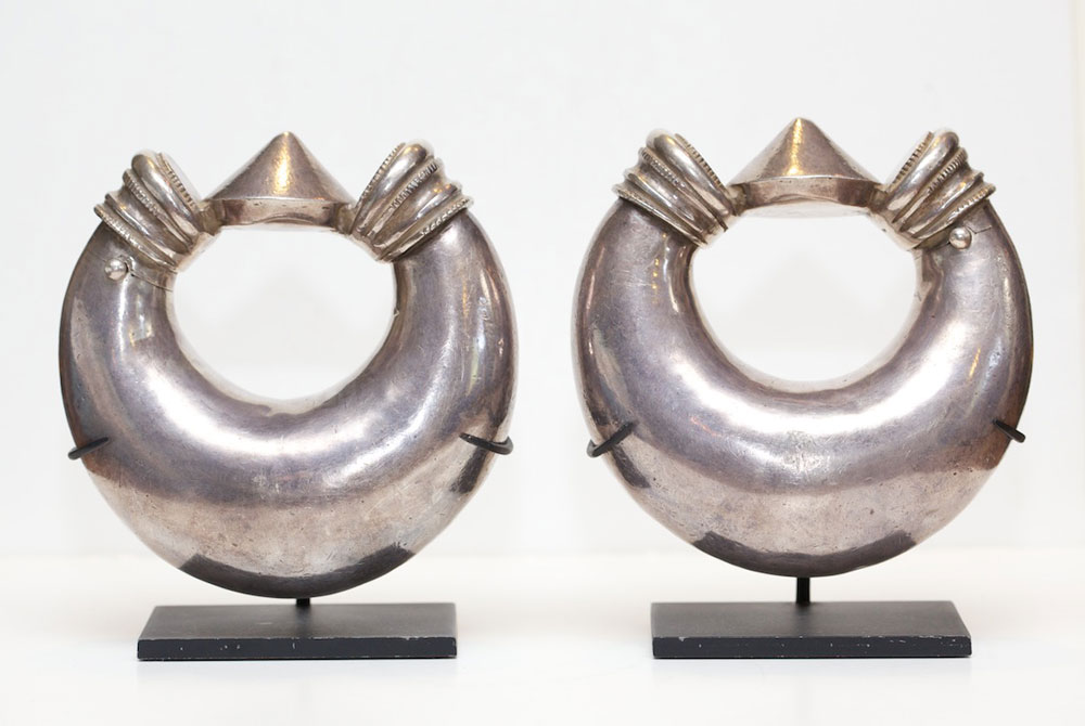 Silver anklet pair, India, turn-of-the-century.