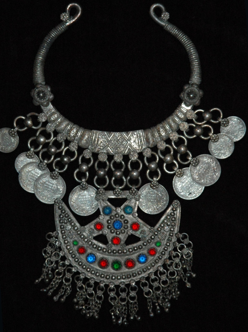 Silver neckpiece, Pakistan, early to mid 20th century.