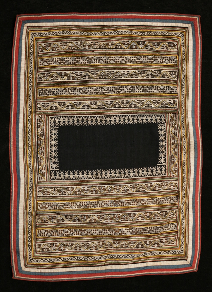 Yao silk and cotton woman's head cloth, Guangxi, China, early 20th century.