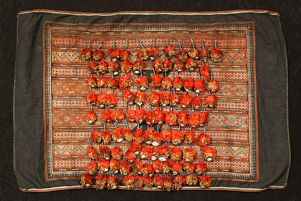 Yao silk and cotton head cloth, Guangxi, China, circa 1900.