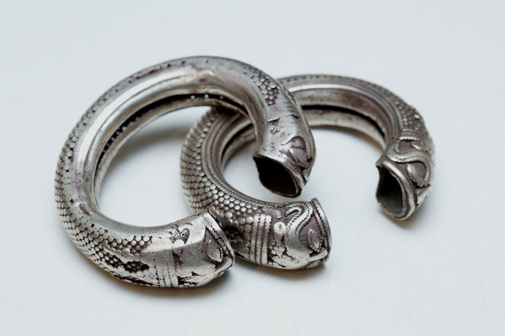 Silver bracelet pair, India, 19th century.