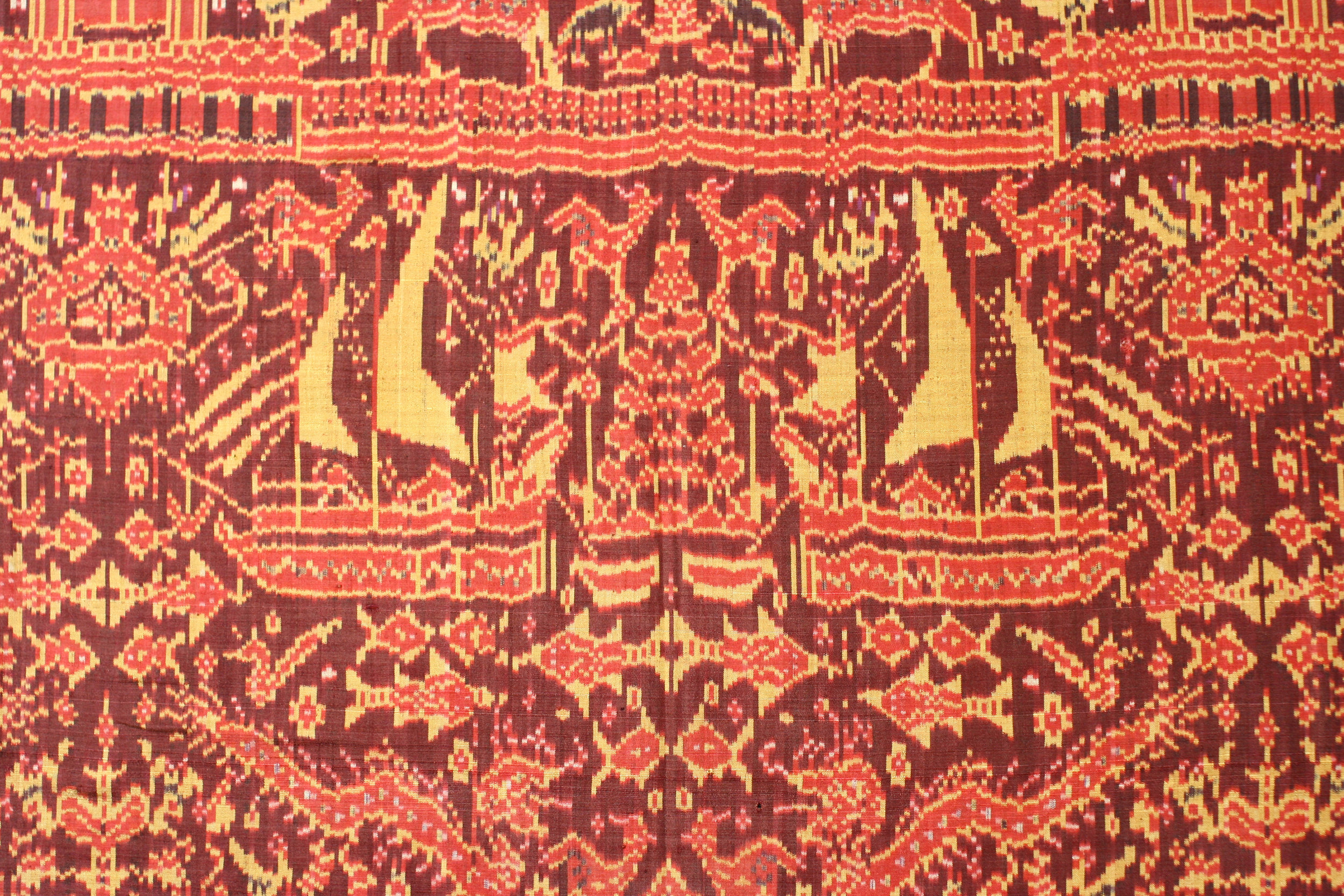 Silk ikat ships cloth, Cambodia, late 19th century.