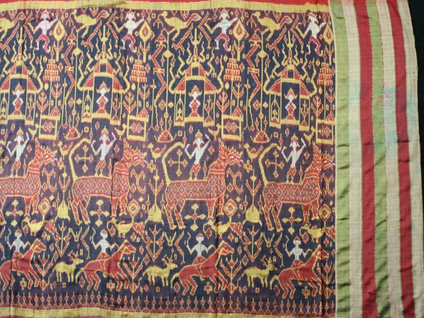 Silk ikat pidan, altar hanging, Cambodia, 19th century, other end.