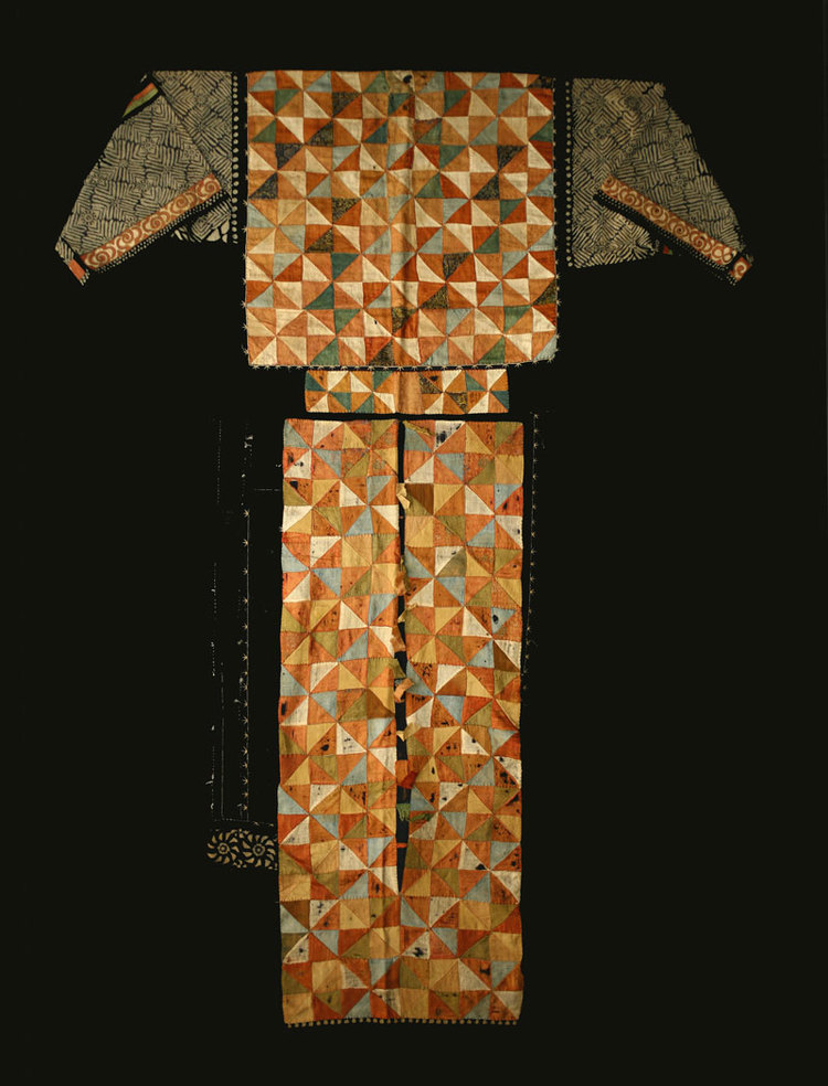 Yi silk and cotton robe, Yunnan, China, late 19th century.