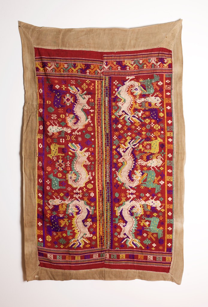 Tai silk and cotton blanket or hanging, northern Laos, circa 1900.