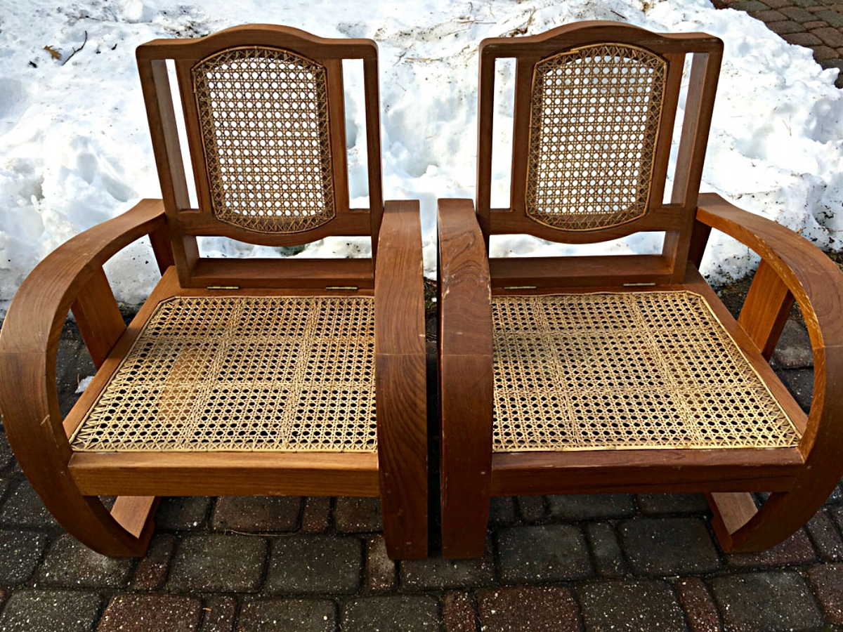 Pair of Anglo-Burmese chairs, circa 1930s.