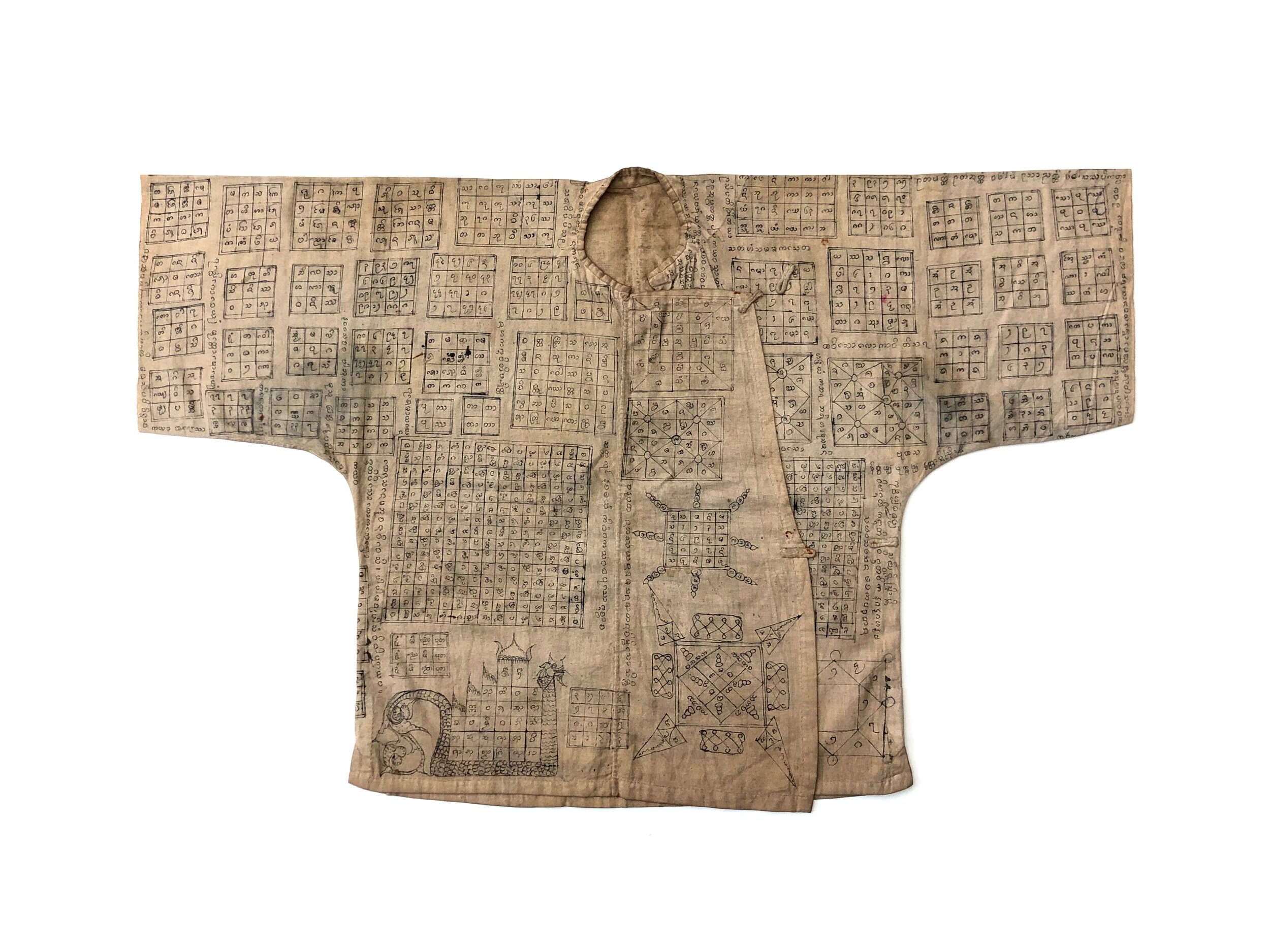 Shan cotton yantra protective shirt, Burma, circa 1900.