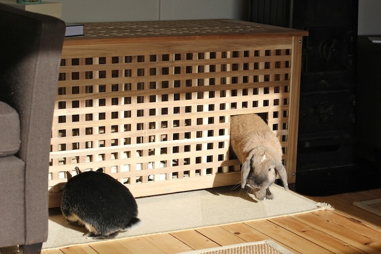 Vi har en kaninhåla i huset, eller rättare sagt bordet Hol från IKEA. Gör hål till ingångar och få ett populärt sovrum eller helt enkelt en bra plats för toalåda och hö. Foto: Marit Emilie Buseth