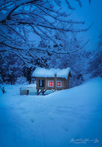 Et varmt og godt kaninhus i snøen Foto: Gunnhild Gjessing Bay