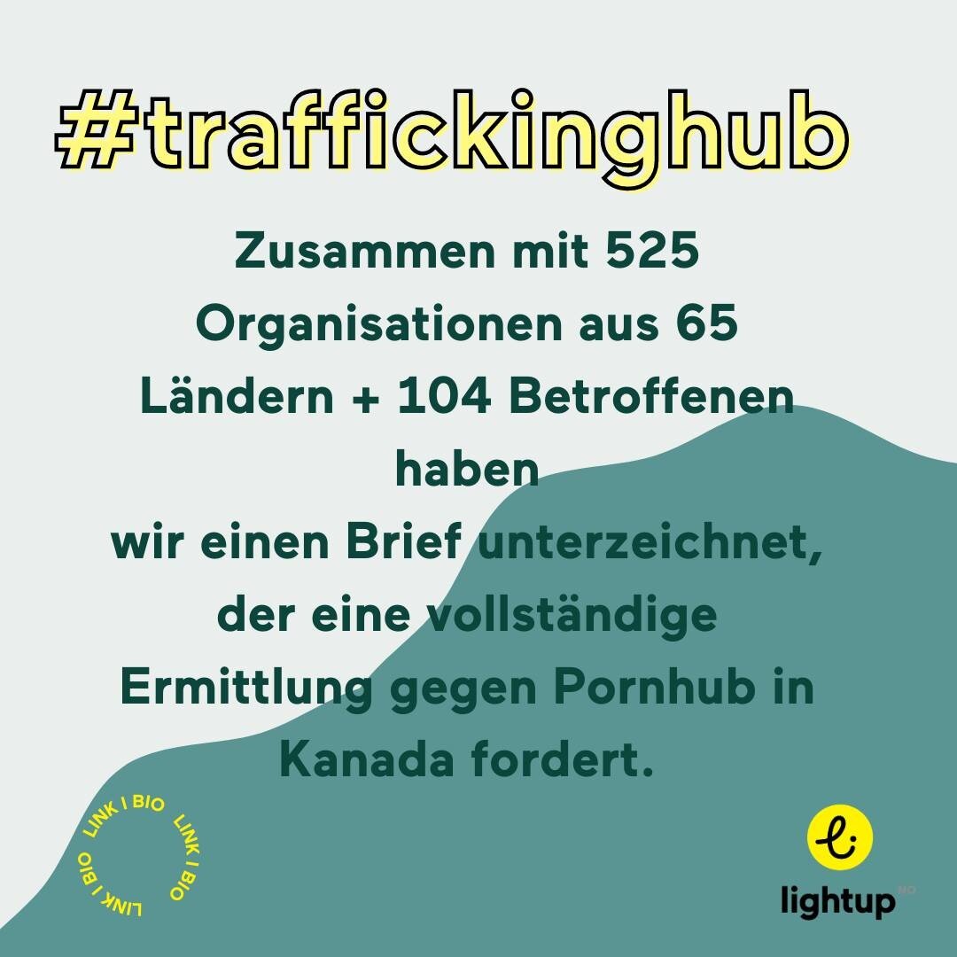 Es ist an der Zeit, Pornhub zur Verantwortung zu ziehen! Stimmst du zu?

#traffickinghub #lightupaustria #lightupnorway #lightupgermany #lightupinternational #letsdothis