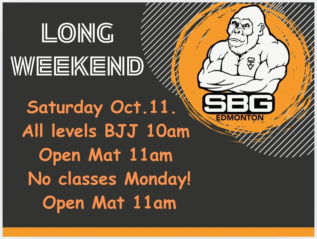 Thanksgiving weekend schedule - 
Friday Comp Team 6:15pm
Saturday Adult all level BJJ 10am + Open mat 11am 
No 9am and No kids Comp team!
Monday Open mat 11am - all other classes cancelled 
Have a great weekend 🦃