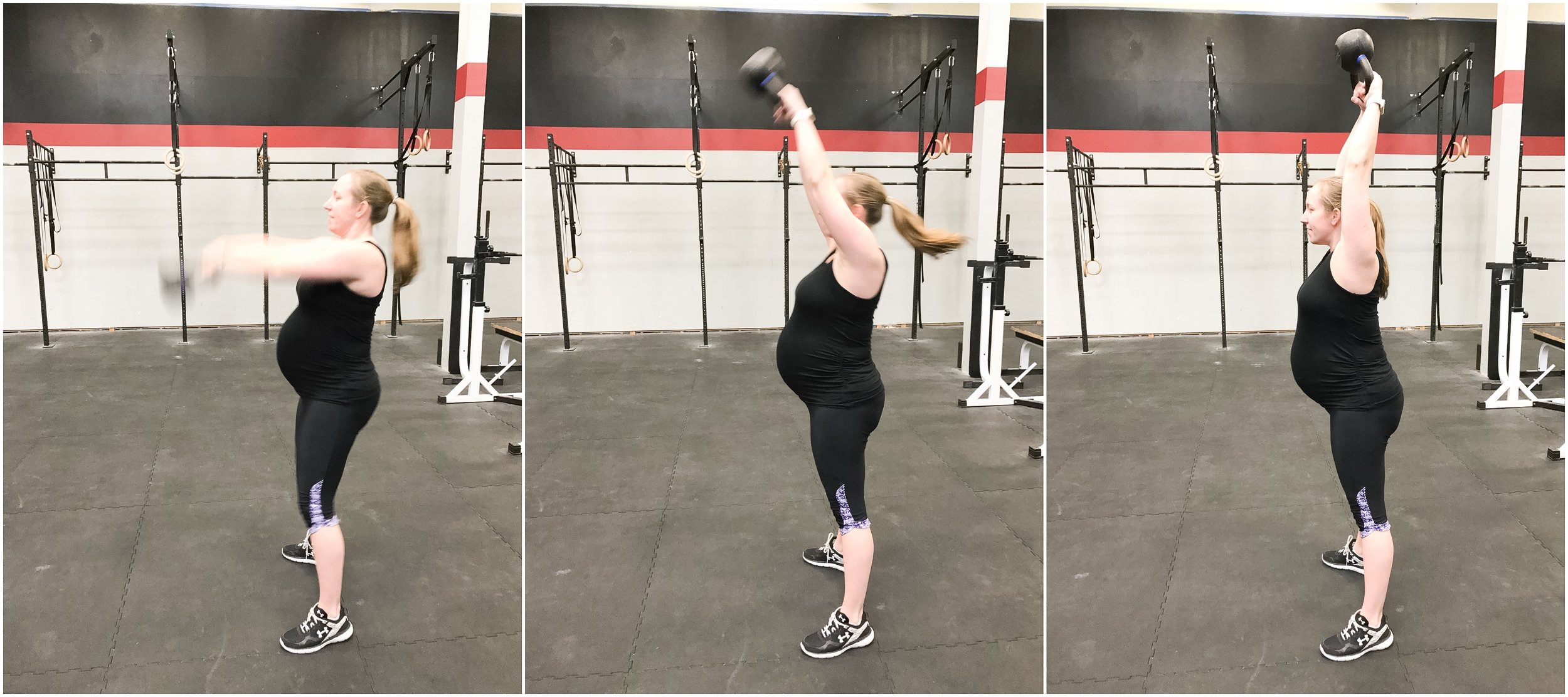  Kettlebell swings! In the first and second trimester I used the normal 35lbs but in the third trimester I used 25lbs. 