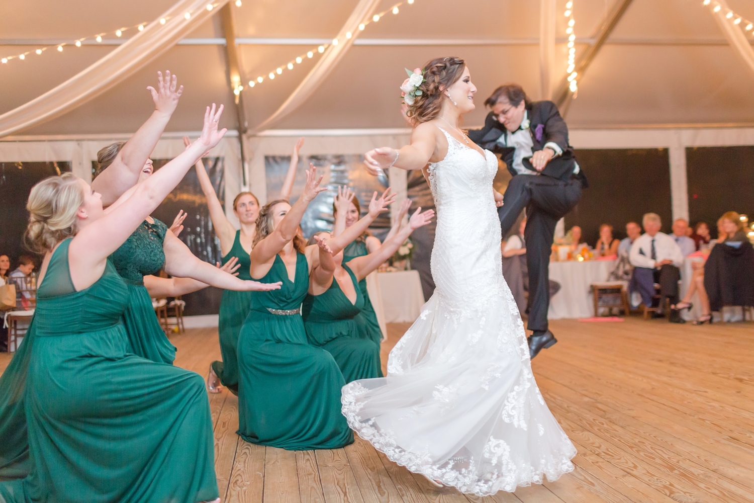  Halfway through Rebecca's dance with her dad the bridesmaids joined them on the dance floor and this moment happened! So awesome! 