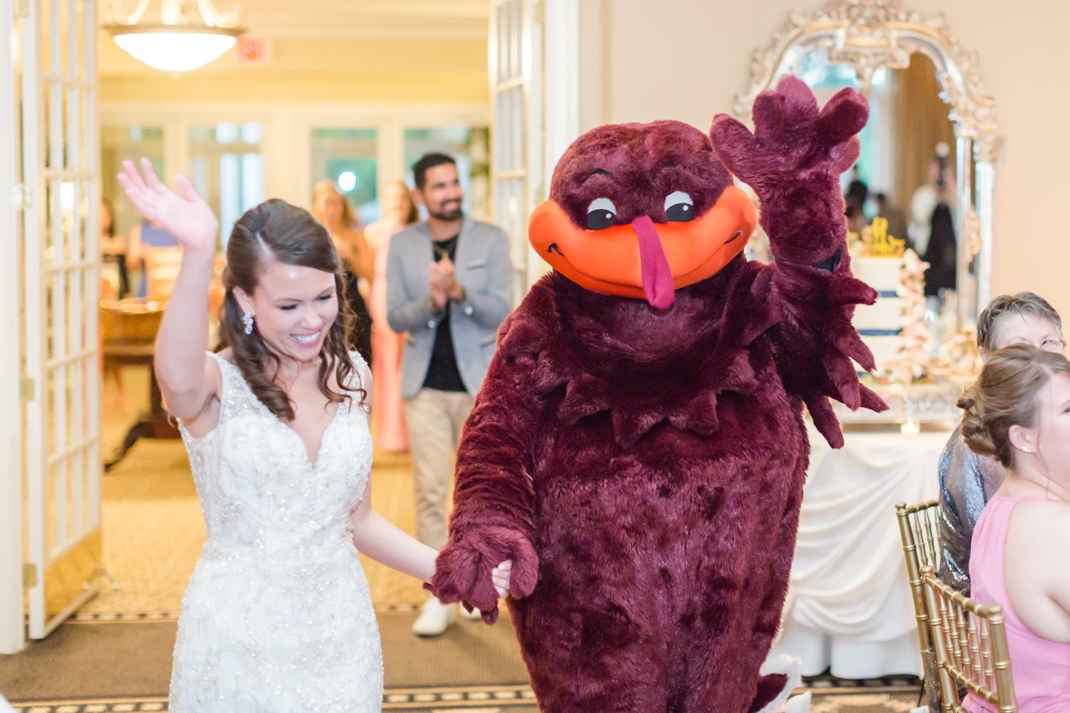  The Hokie Bird came to the wedding! What a fun surprise! 