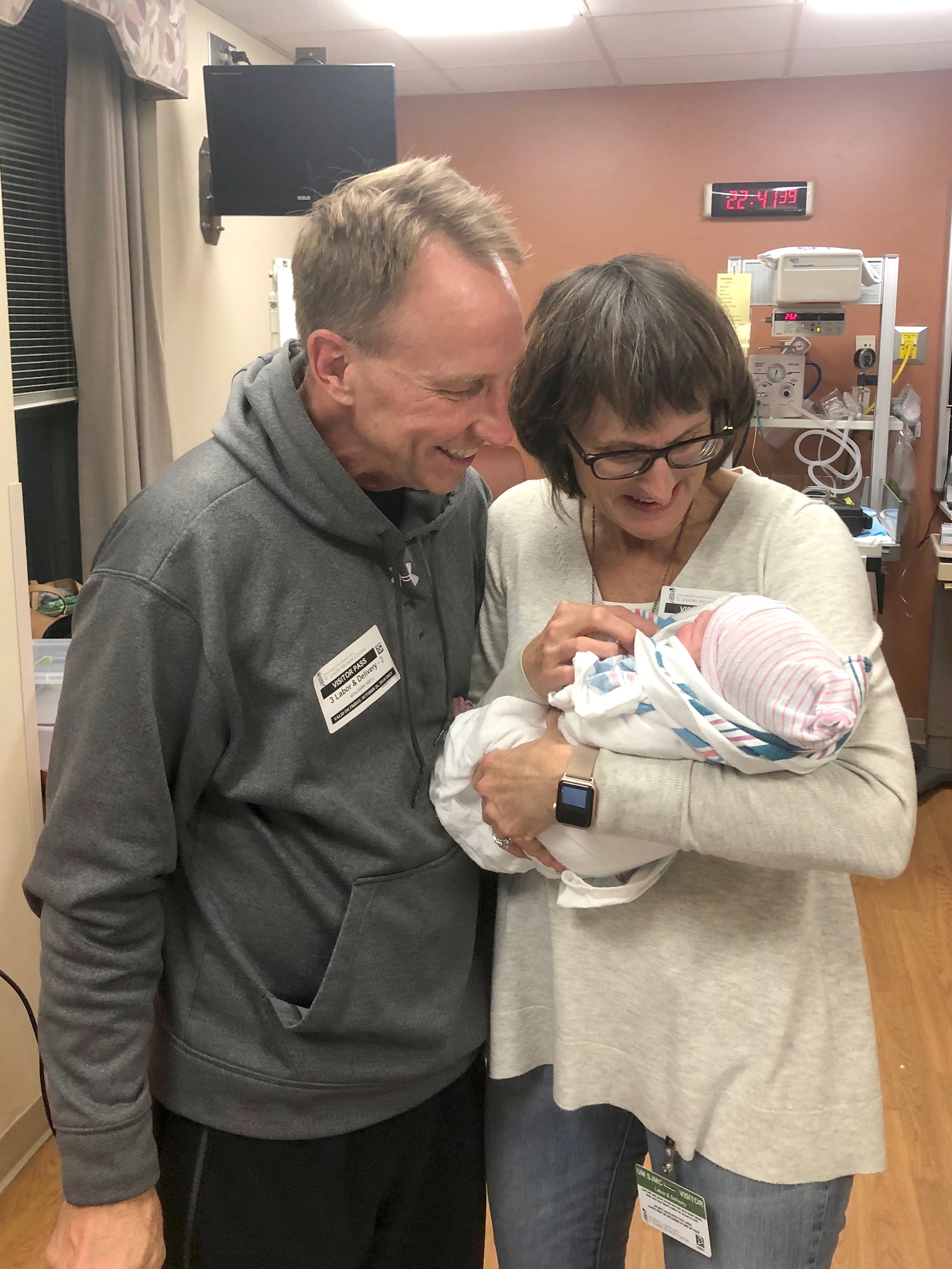  My parents brought us dinner and met Hallie right after she was born because I hadn’t eaten in 24 hours!  