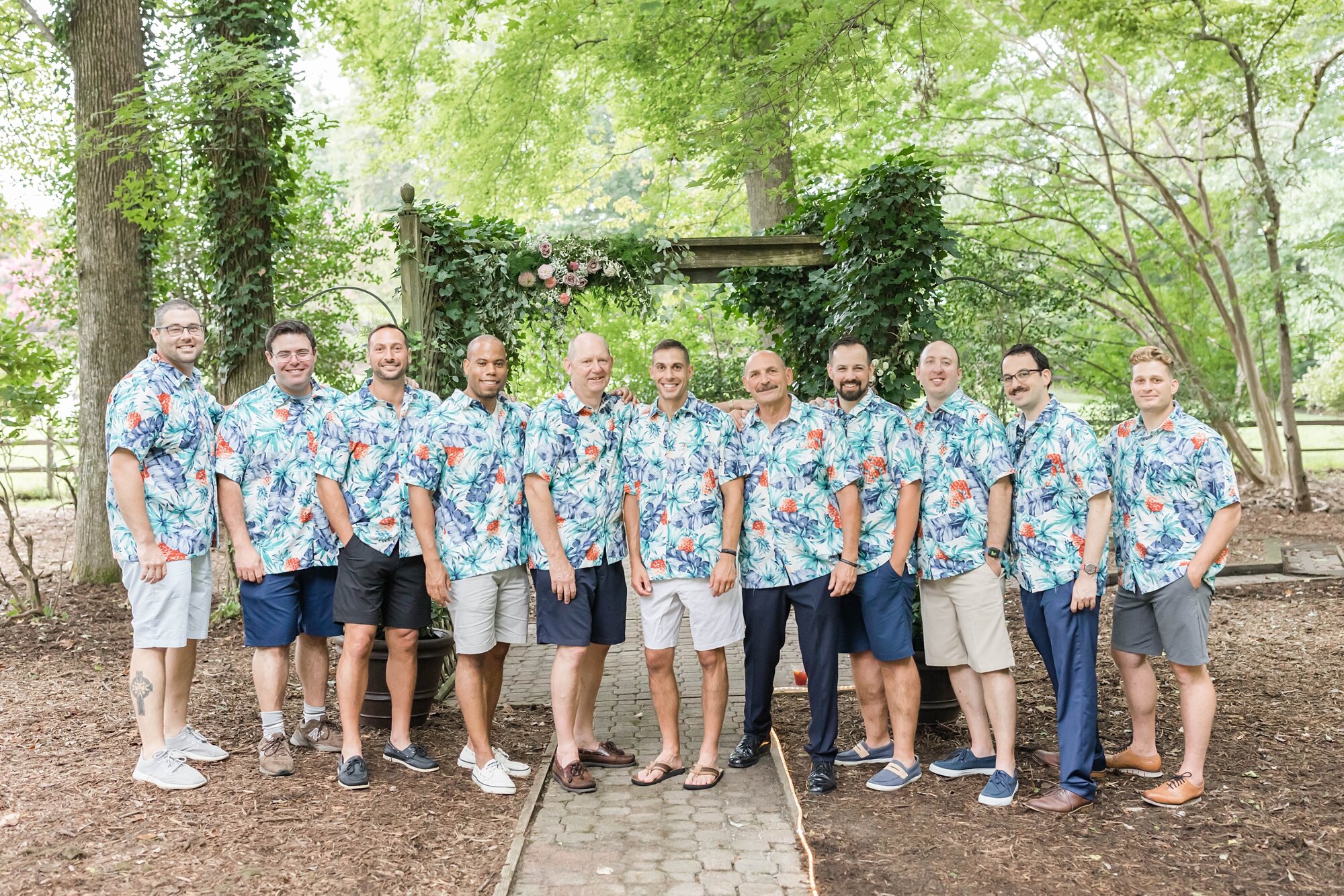  Aaron’s dad got all the guys these fun Hawaiin shirts for the reception! 