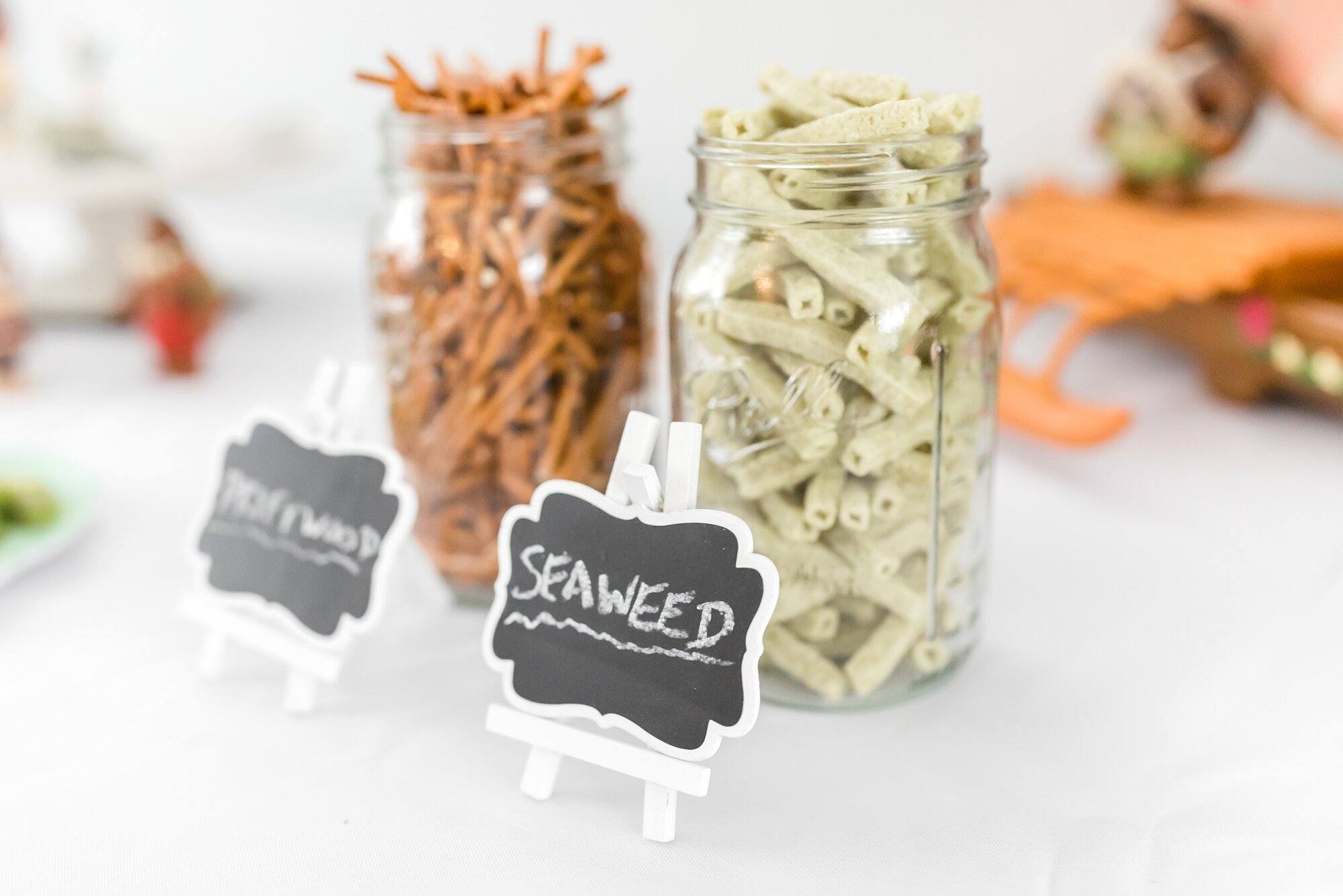  “Seaweed” Veggie sticks and “driftwood” pretzels!  
