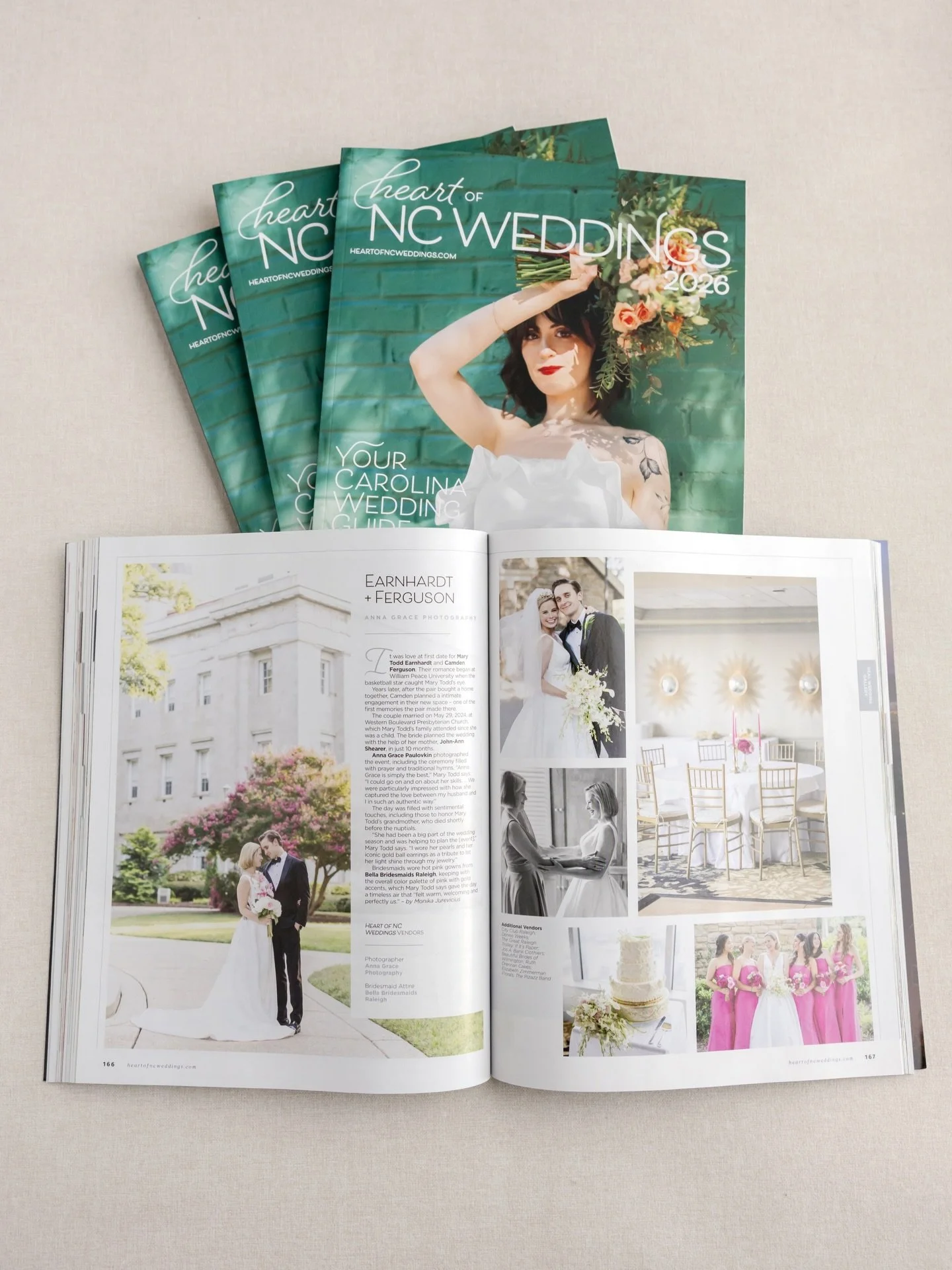 The 2026 issue of @heartofncweddings is here! It was a joy to be a small part of this magazine and collaborate with so many talented vendors. 

I had the opportunity to photograph a product shoot last summer for 4 different wedding planning companies