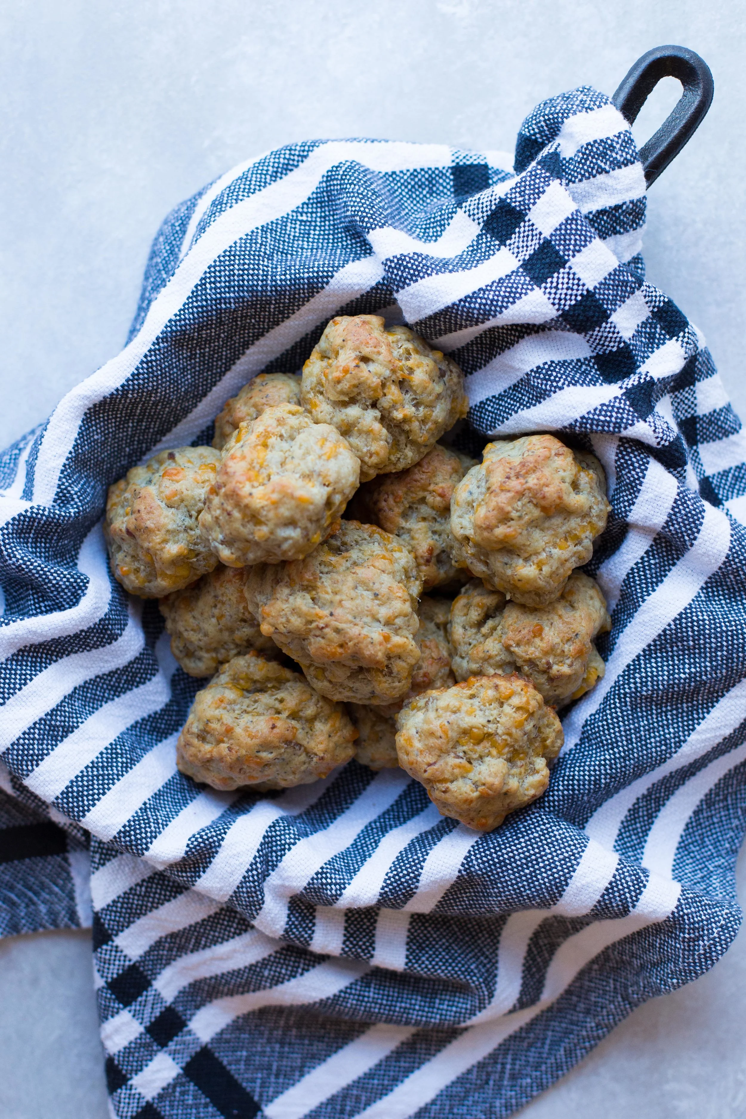 Beyond Tasty Bisquick-Free Sausage Balls made with sharp cheese, cream cheese, and mild breakfast sausage. Perfect for your Super Bowl party!