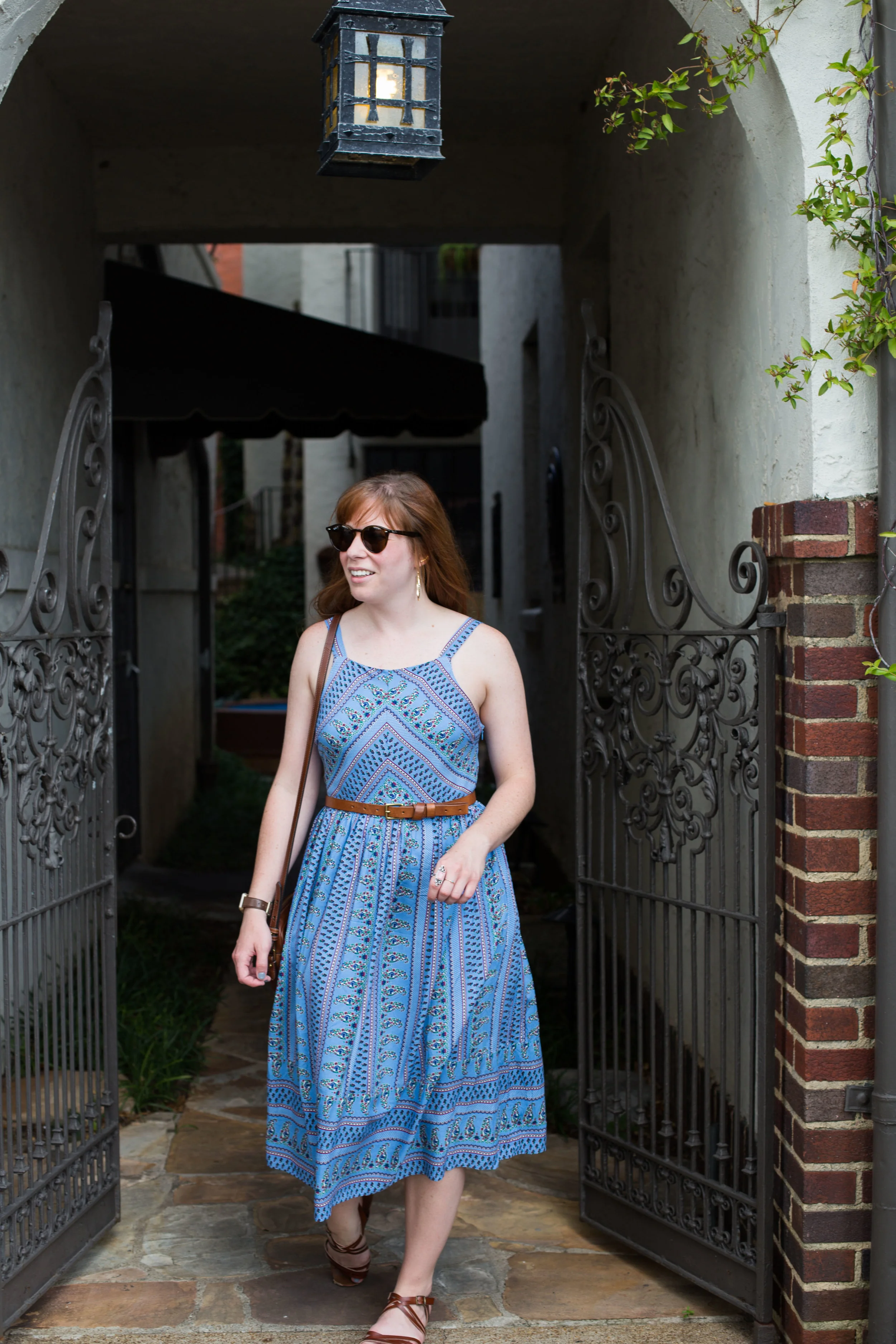 The perfect little blue summer sundress by Everly along with my favorite Fossil bag and Madewell belt. 