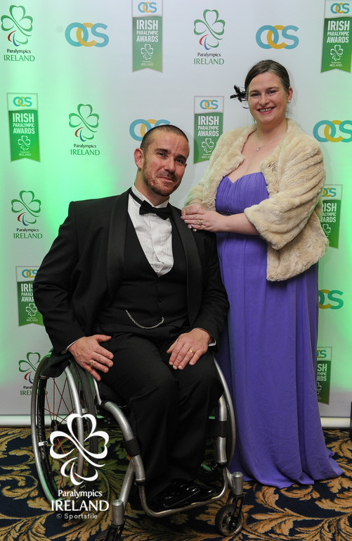   James McCarthy and Sinead McCarthy in attendance at the OCS Irish Paralympic Award  