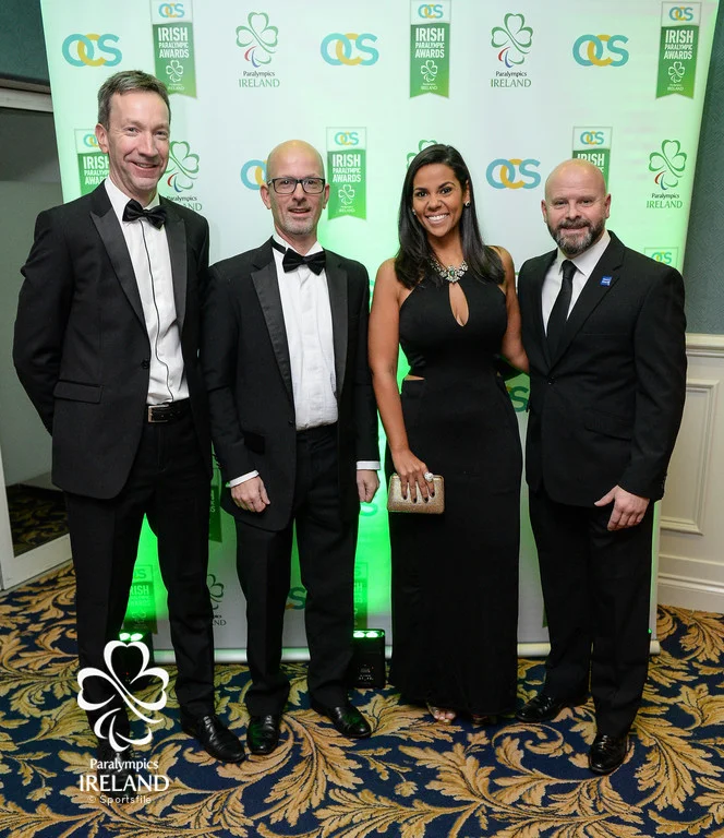 Anthony Shannon, Andrew Watchorn, Tatiana Flores, and Peter Conneely arrive at the OCS Irish Paralympic Awards